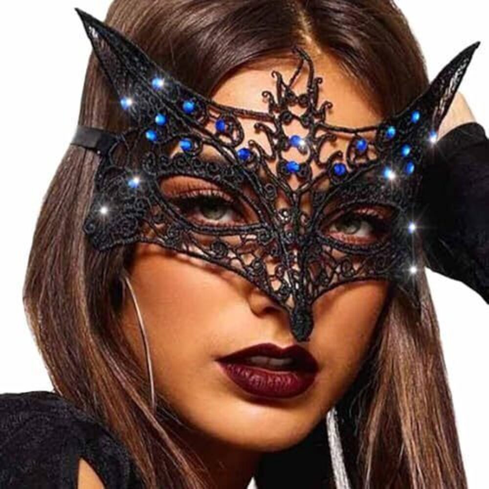 3117 Masquerade Lace Mask Fox Eye Masks Black Face Mask for Party Halloween